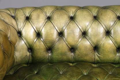 Wunderschönes Original Chesterfield 2er Sofa Englisch grün echt Leder 2- Sitzer Couch