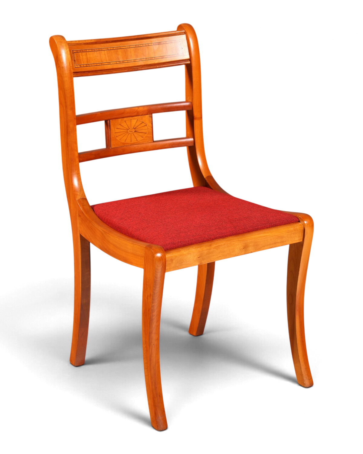 Hauptstadt Möblerei englischer Regency Stuhl aus den 60ern mit Holzrahmen und rotem Polstersitz