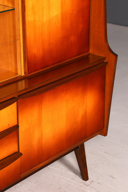 G140 Finish Traumhafter Mid Century Highboard Retro Vitrine 60er Jahre Schrank Kommode