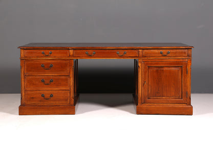 Beeindruckender Englischer XXL Schreibtisch Bürotisch Office Desk Partnerdesk Antik Massivholz Vintage