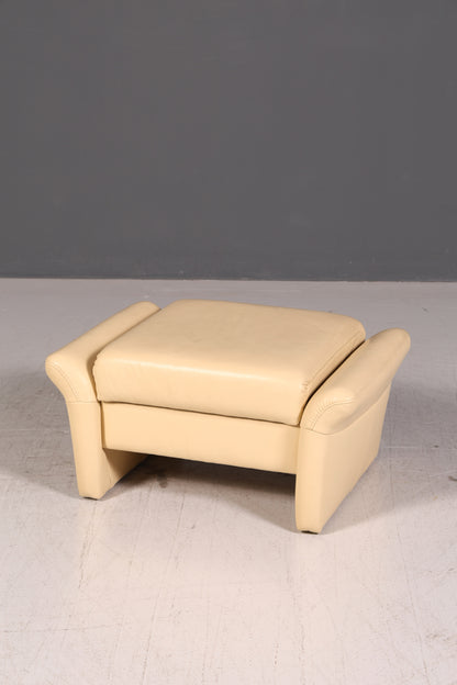Edles Himolla Cumuly 2-Sitzer Ledersofa mit Hocker Echtleder Creme Relaxsofa Couch Sofa Vintage