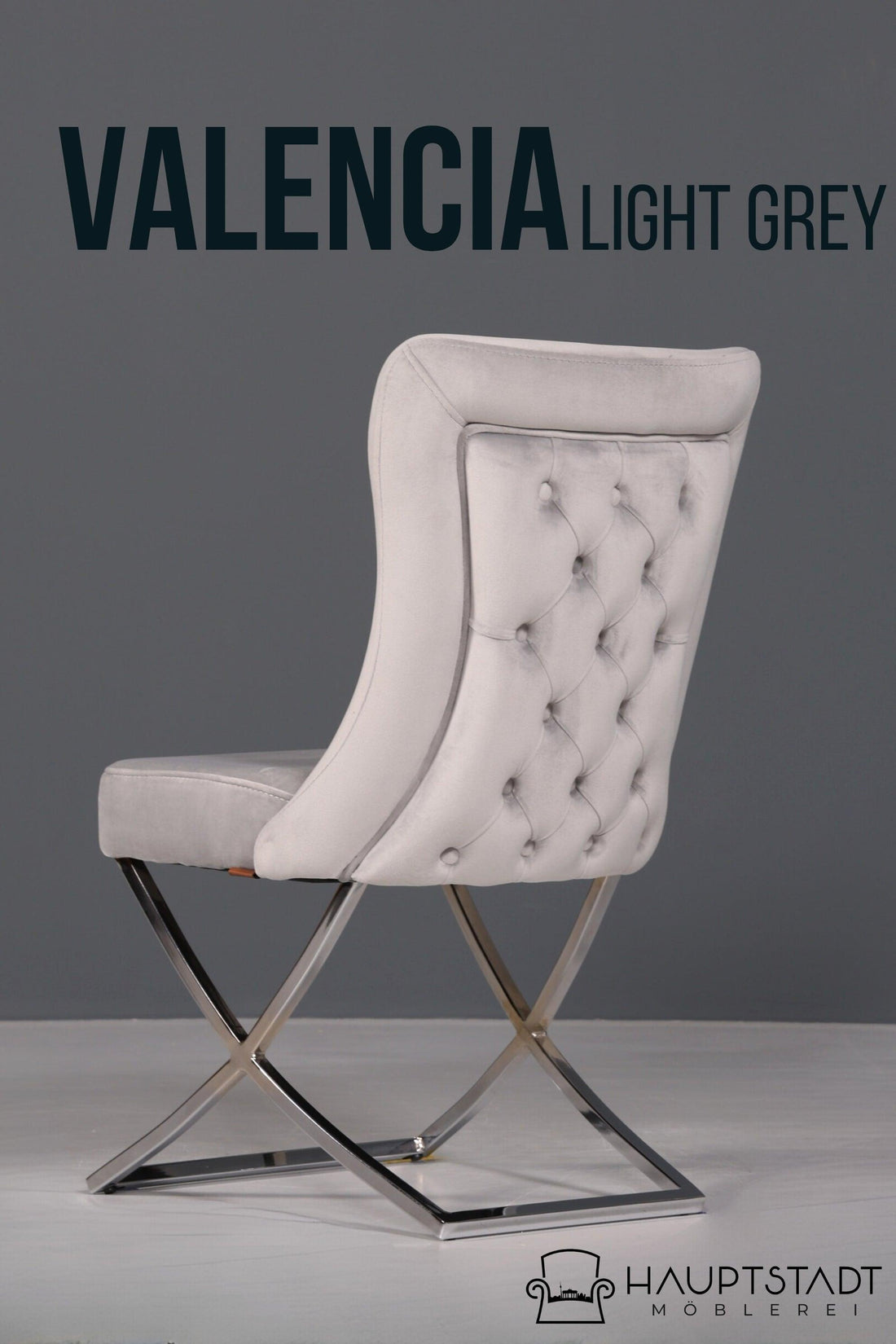Edler Chesterfield Esszimmerstuhl &quot;Valencia&quot; in Grau