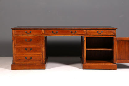 Beeindruckender Englischer XXL Schreibtisch Bürotisch Office Desk Partnerdesk Antik Massivholz Vintage