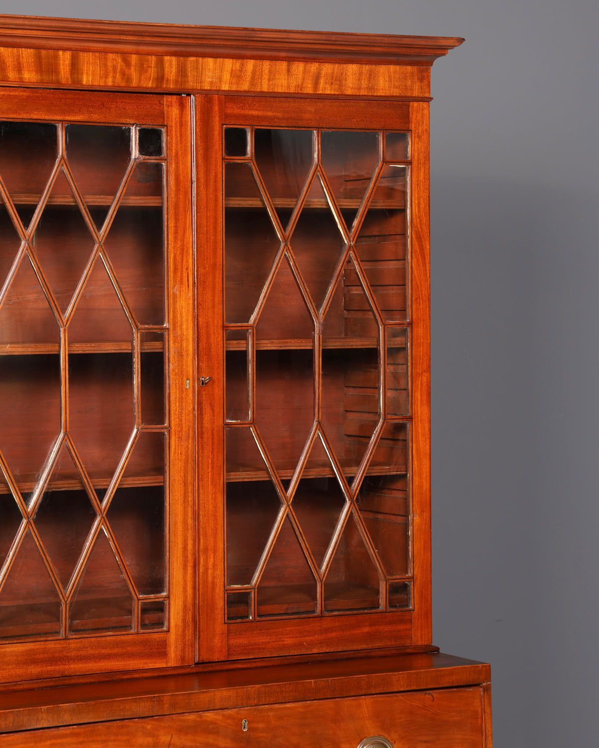 Wunderschöner Englischer Aufsatzsekretär Antik Sekretär Bücherschrank Vitrine Mahagoni Büro Schreibschrank UK