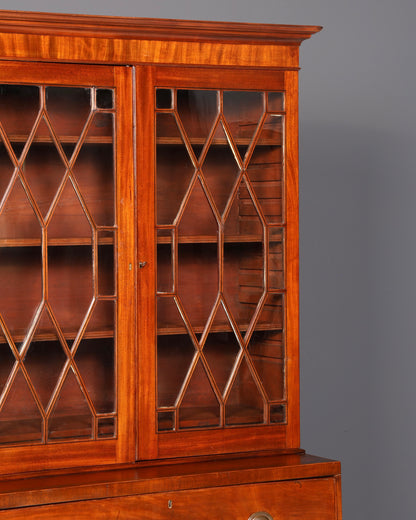 Wunderschöner Englischer Aufsatzsekretär Antik Sekretär Bücherschrank Vitrine Mahagoni Büro Schreibschrank UK