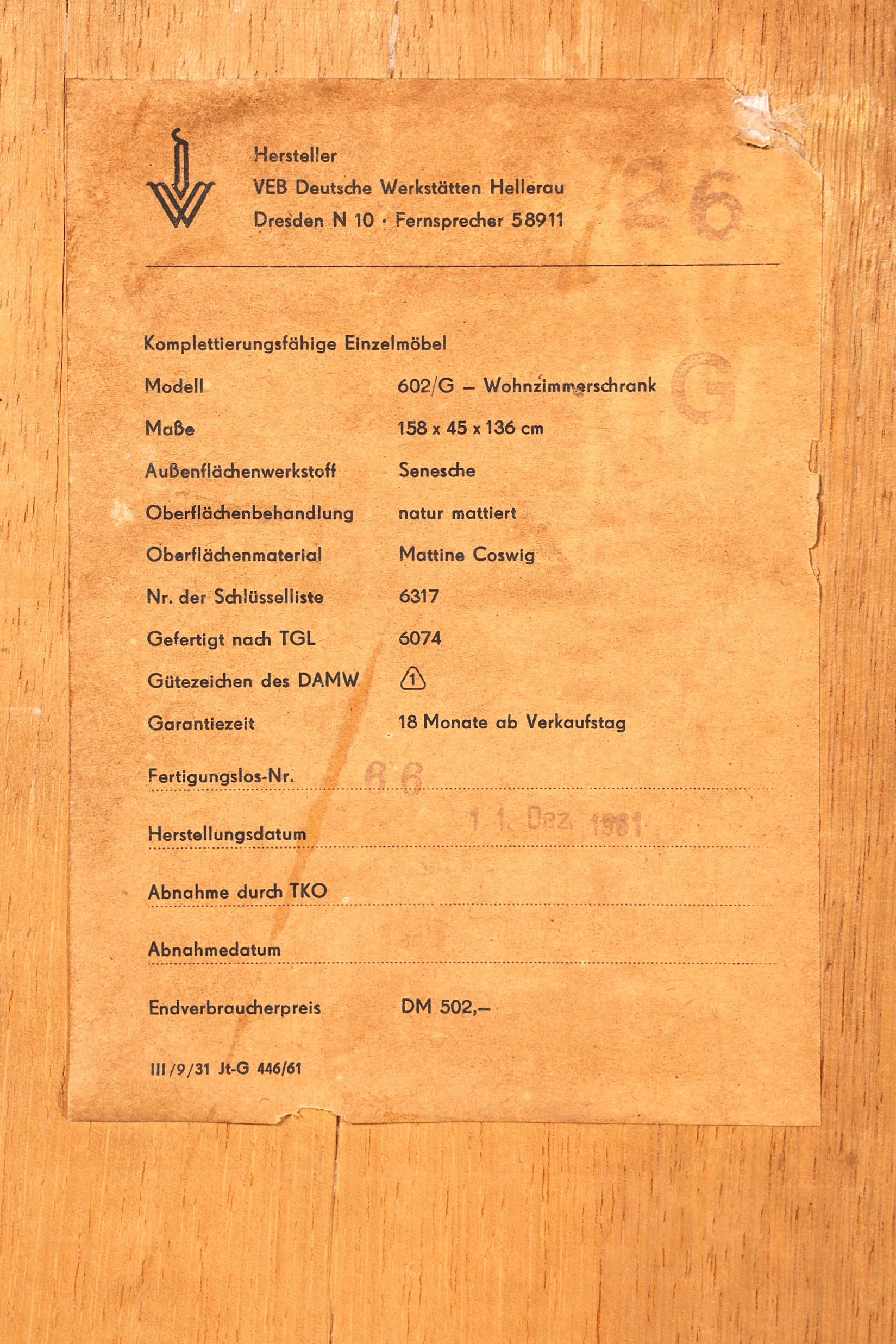 F891 Finish cm Traumhafter Mid Century Highboard Retro Vitrine 60er Jahre Schrank Kommode