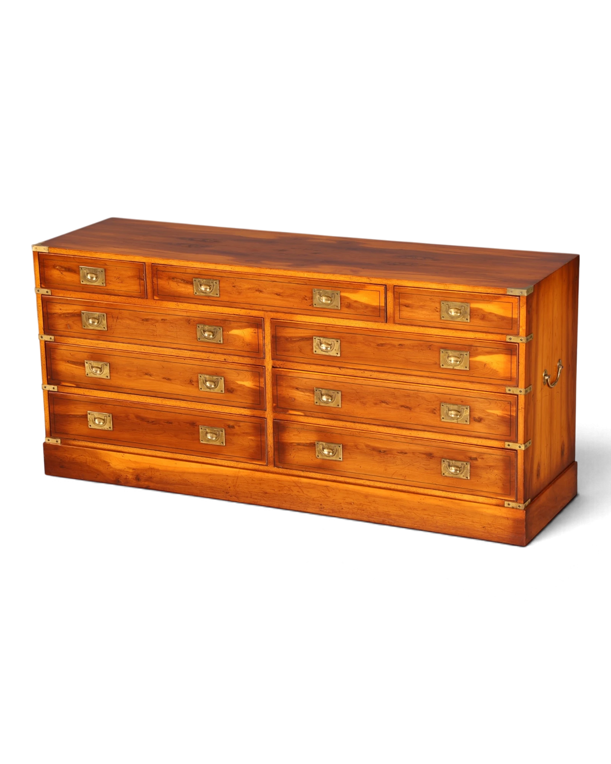 Dreamy maritime yew sideboard, English ship's chest, military chest of drawers, colonial style