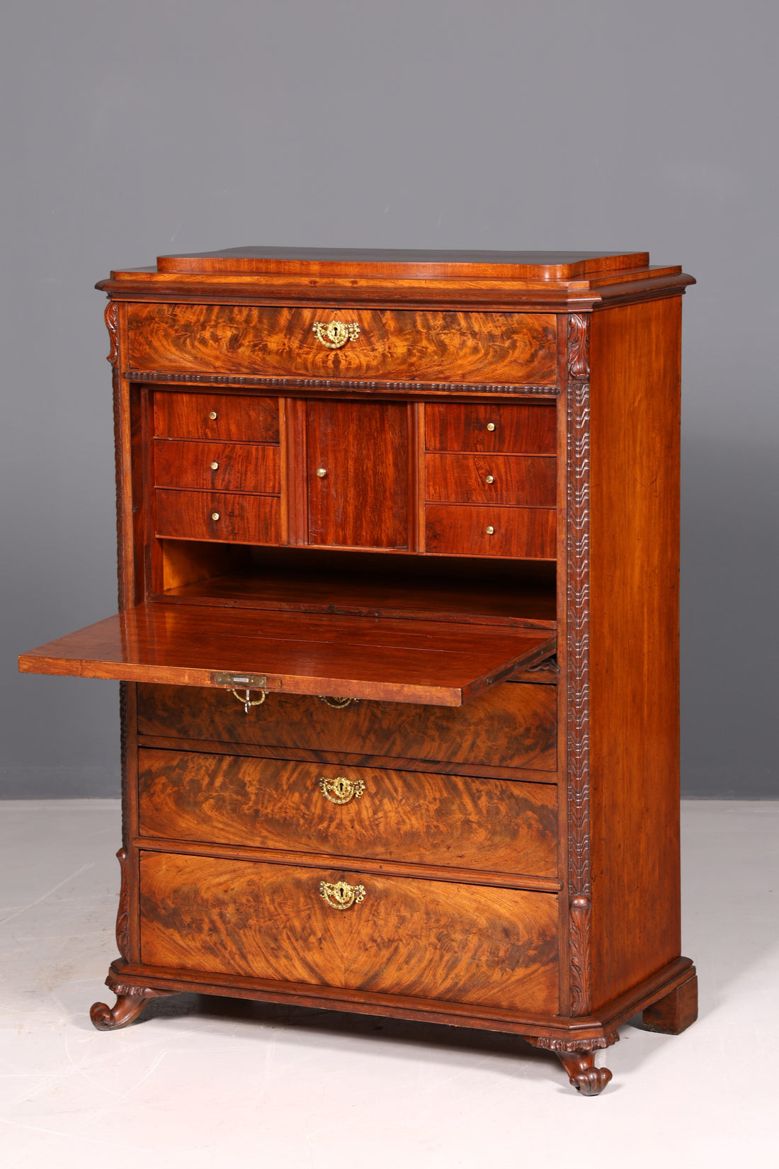 Elegant Louis Philippe Secretary Desk, Vertiko, Gründerzeit Chest of Drawers, Antique circa 1880, Chiffonier