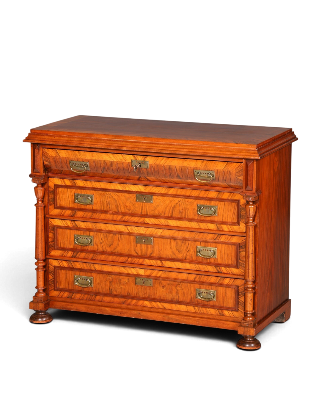 Hauptstadt Möblerei antike Gründerzeit Kommode im Louis Philippe Stil aus massivem Holz mit Messingbeschlägen