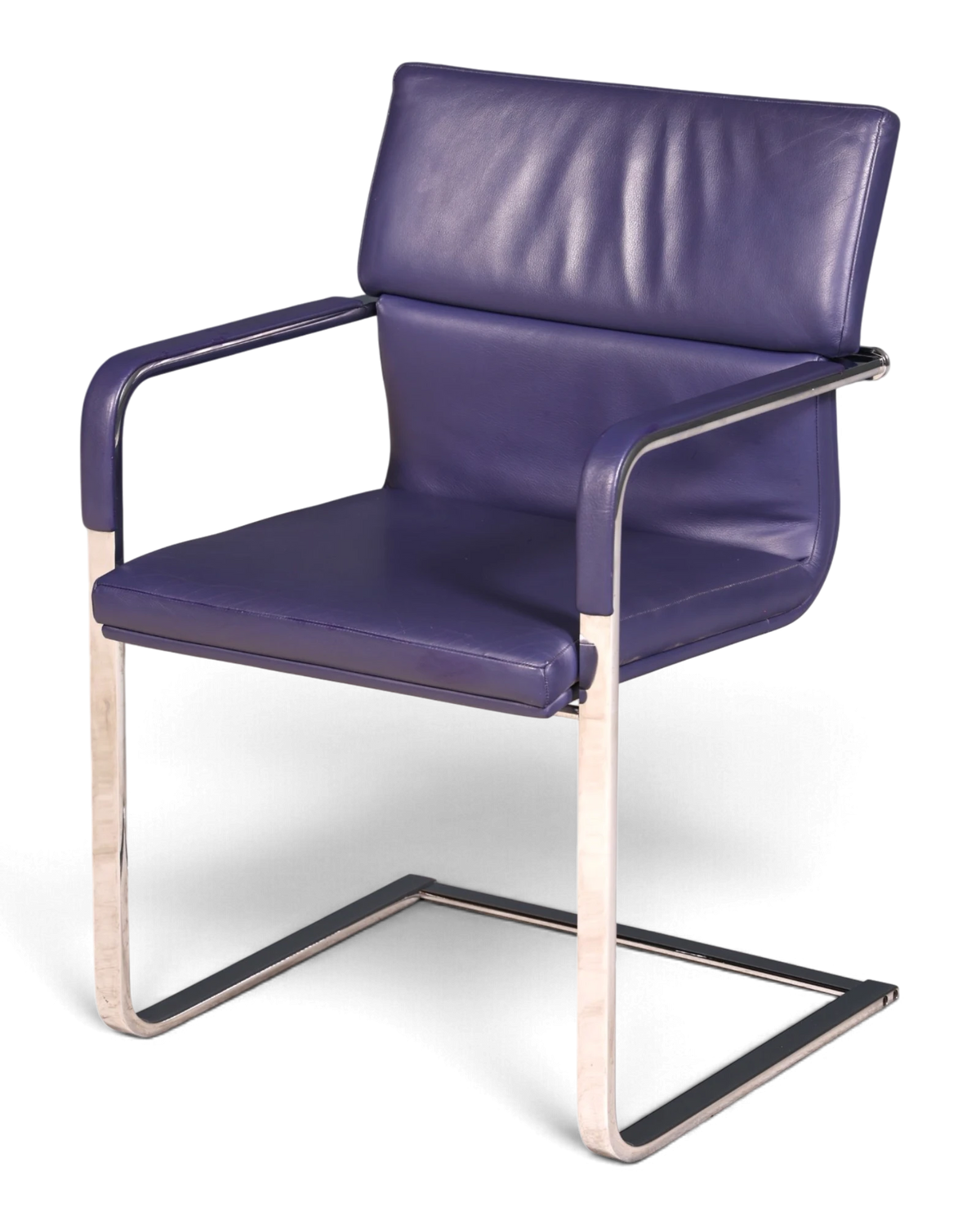 Original Walter Knoll Avant Freischwinger Leder Lila Armlehnstuhl Designer Stuhl Konferenzstuhl 1 von 3
