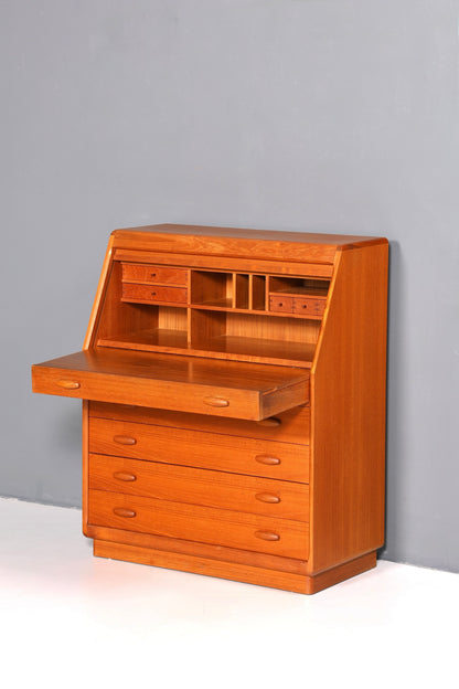 Elegant original Dyrlund secretary desk, mid-century design, teak wood chest of drawers, writing desk