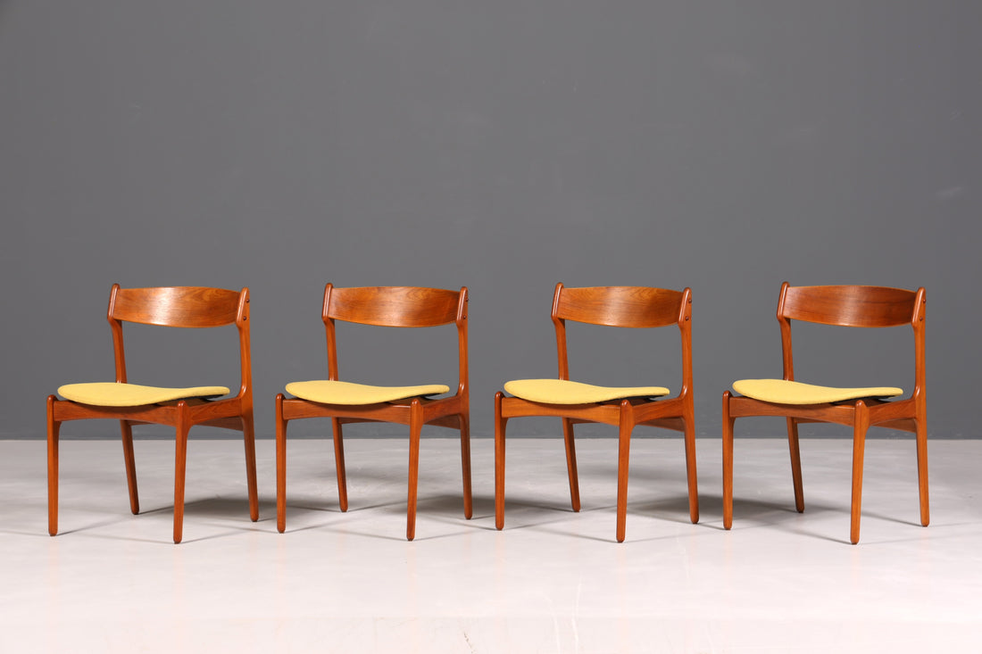 4x Original Erik Buch Stühle von Oddense Maskinsnedkeri A-S  Mid Century Danish Design Teak Holz Esszimmer Stühle Küchenstühle