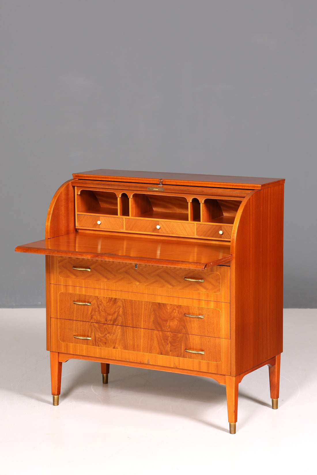 Mid Century Rollladen Sekretär von Bröderna Gustafssons Büro Schrank Schreibkommode 60s Schreibmöbel