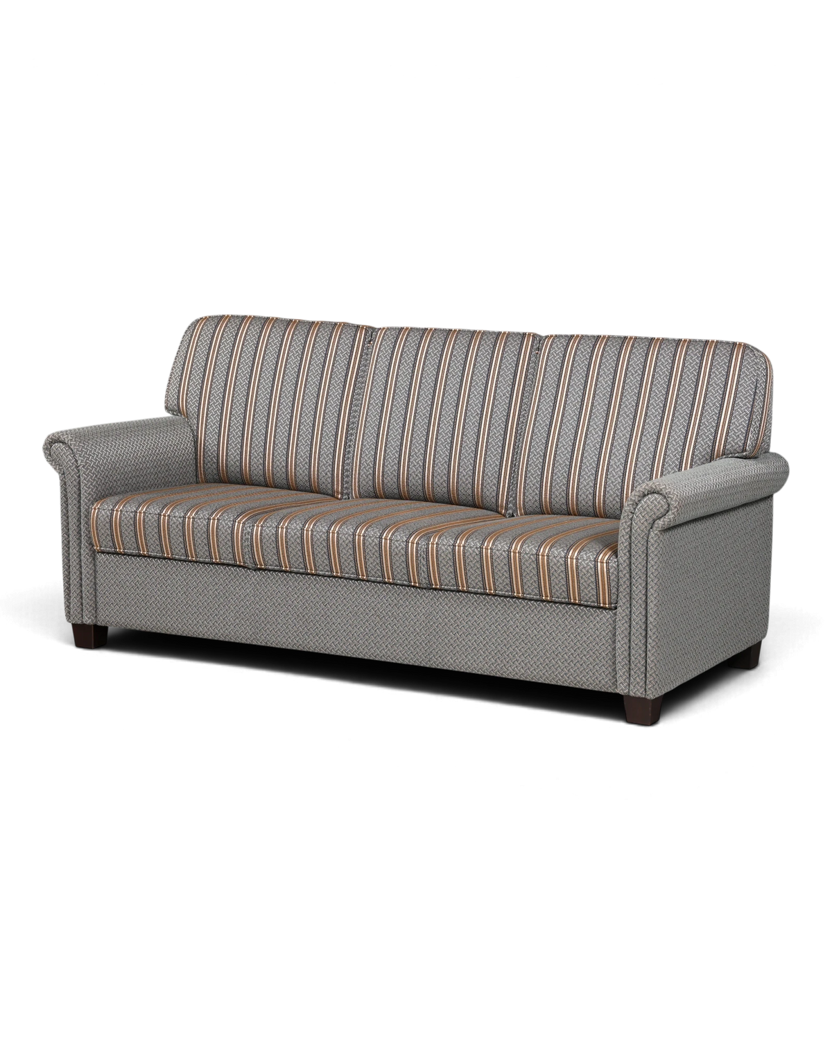 Wunderschönes Sofa im Englischen Stil 3-Sitzer Graugrün Gestreift Polstersofa Couch Landhausstil Stoffsofa