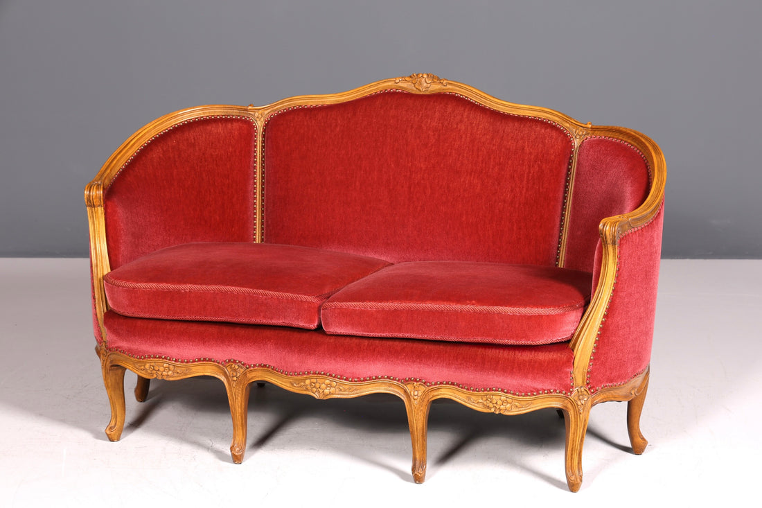 Wunderschönes Chippendale Sofa Barock Stil Couch Samt Stoff 3 Sitzer Canapé