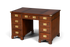 Hauptstadt Möblerei englischer Schreibtisch im Military-Chest-Stil aus dunklem Holz mit brauner Echtlederauflage