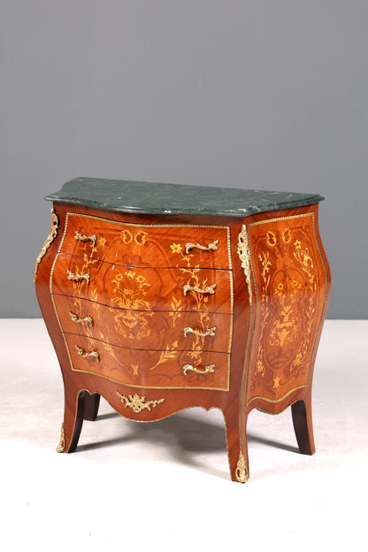 Stilvolle Bauchige Barock Kommode Messing Marmor Louis XV Sideboard Antik Stil