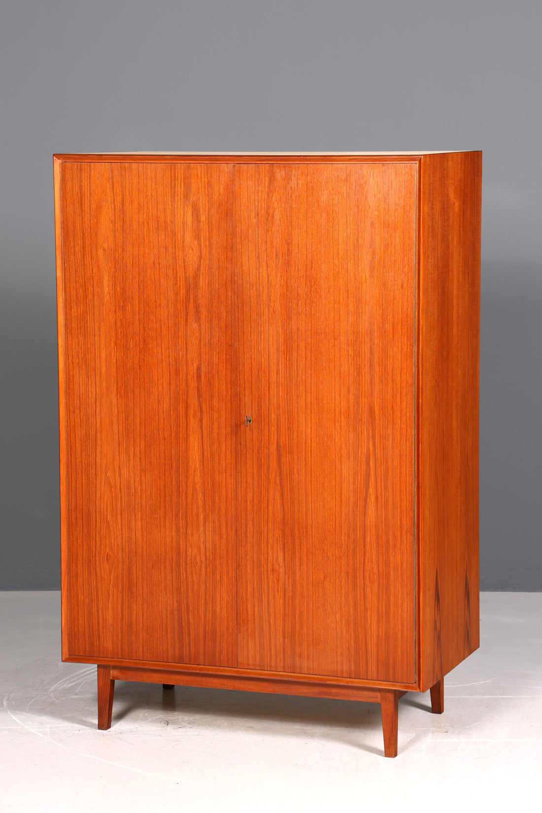 Dreamlike mid-century wardrobe, vintage cabinet, retro Danish design, teak linen cupboard, hallway cupboard