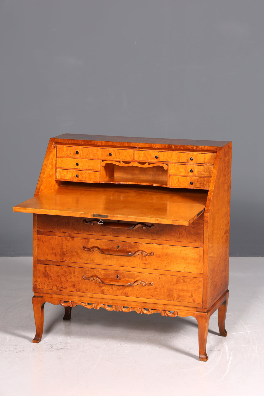 Beautiful Secretary around 1930 Office Chest of Drawers Cherry Wood Secretary Desk Chest of Drawers