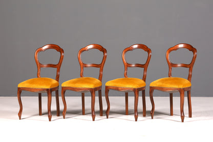 Edle 4x Louis Philippe Stühle Set um 1880 Antik Biedermeier Nussbaum Esszimmerstühle Polsterstühle Sekretär Stühle Vintage