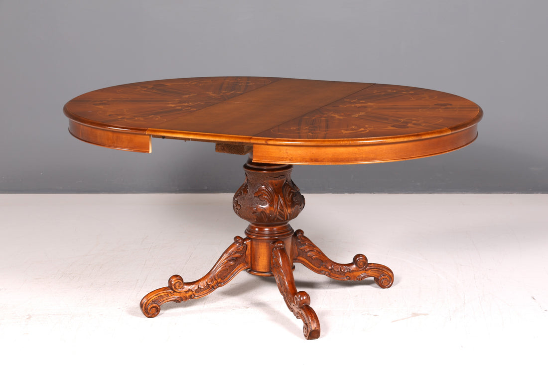Beautiful Oval Baroque Style Dining Table English Extendable Kitchen Table Real Wood Dining Room Table Vintage