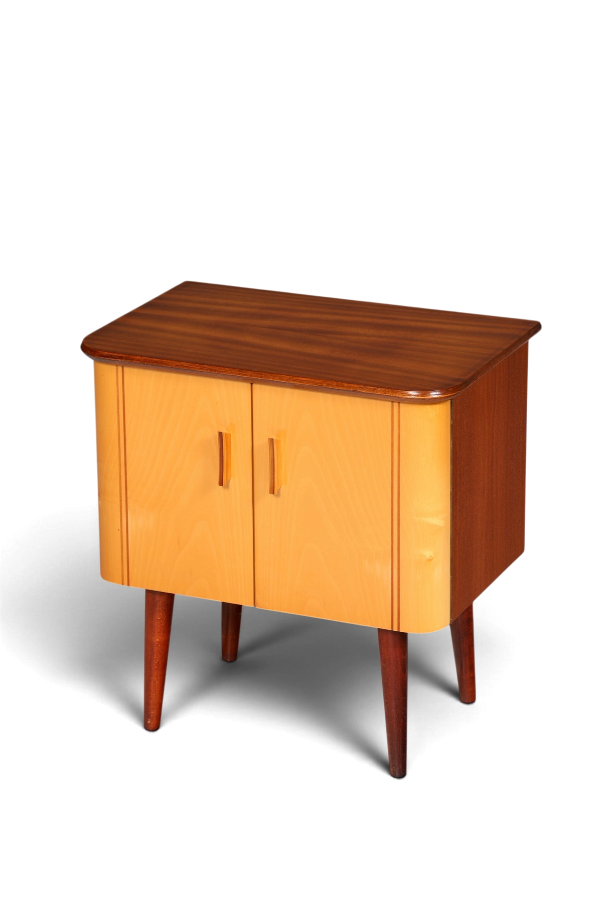 Hauptstadt Möblerei Mid Century Kommode aus Holz mit zwei Türen im 60er Jahre Retro Design