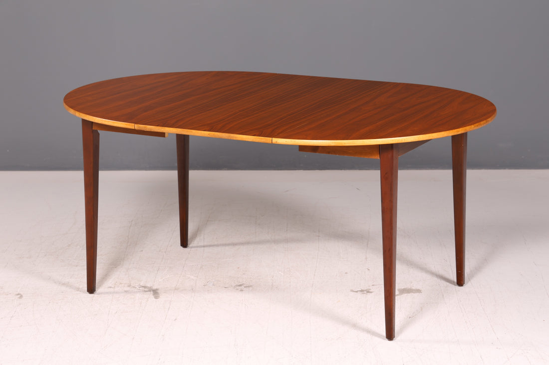 Simple mid-century extendable dining table, round vintage table, retro kitchen table from the ’60s