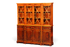 Hauptstadt Möblerei englischer Bücherschrank aus Eibe mit Glasvitrine, Chippendale-Stil und dekorativen Intarsien.