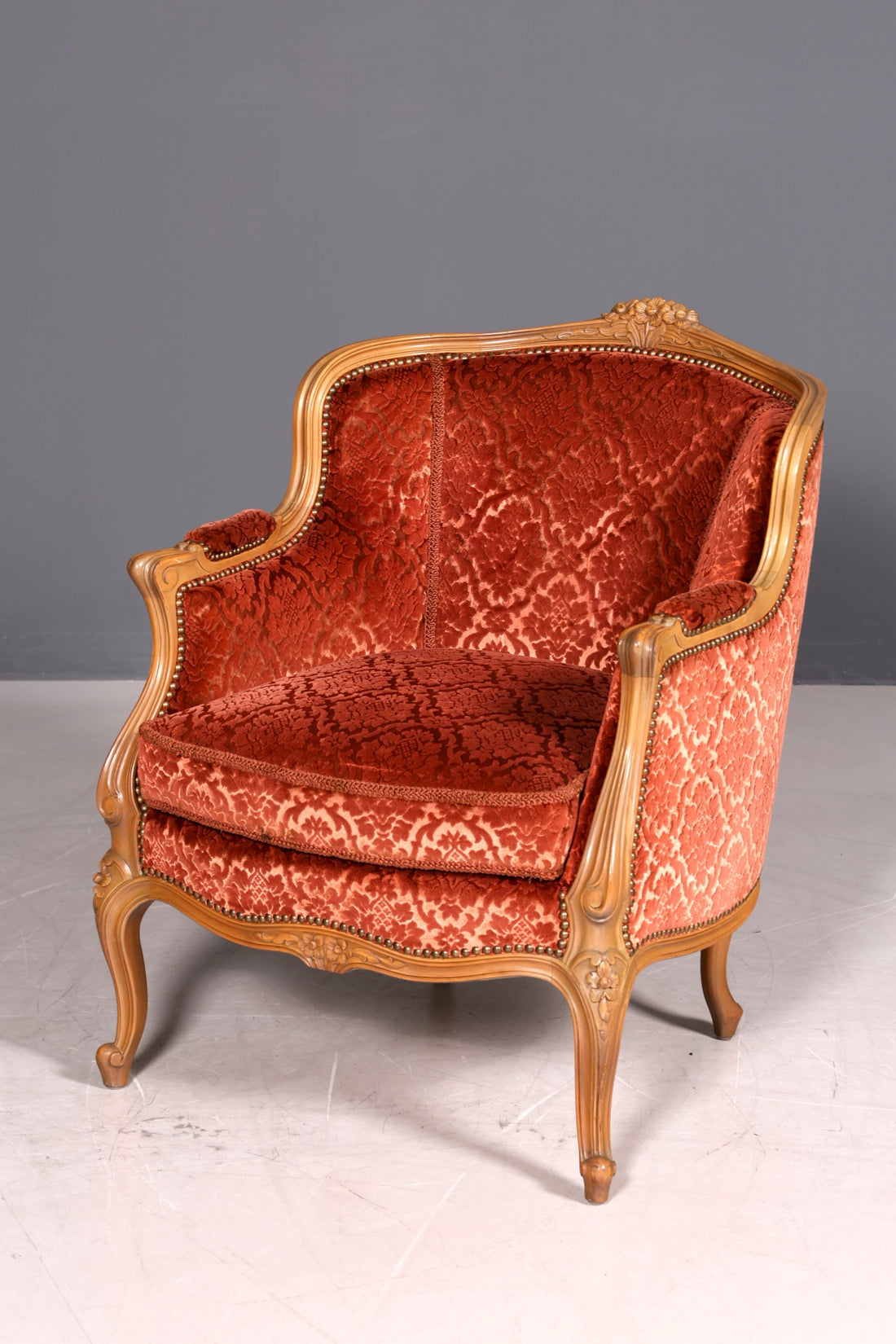 Edler Chippendale Armlehnsessel Barock Stil Sessel Samt Stoff Armchair Sessel 1 von 2