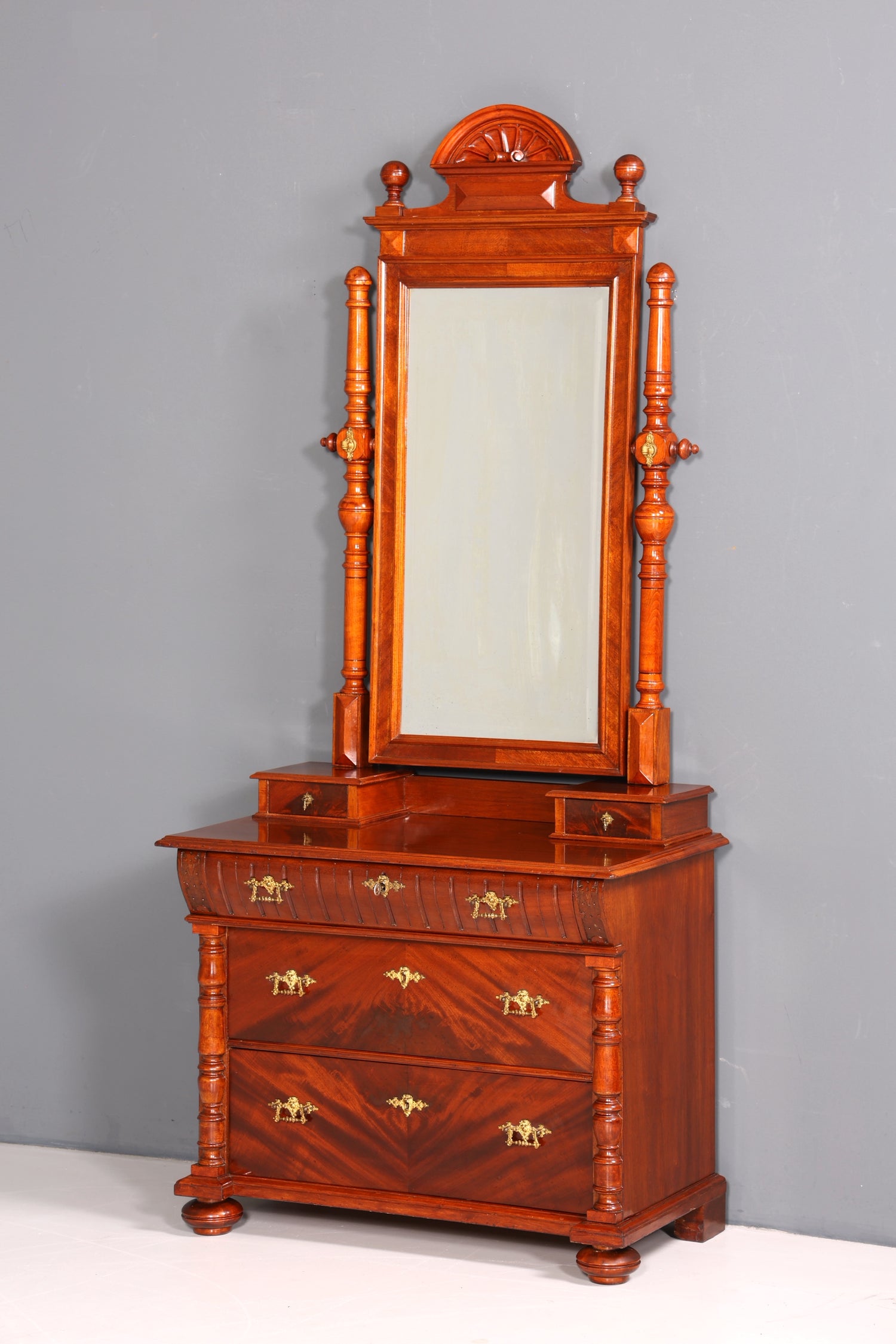 Edle Louis Philippe Kommode mit Spiegelaufsatz Gründerzeit Frisierkommode Holz Schrank Antik Flurschrank um 1880