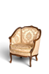 Hauptstadt Möblerei Chippendale Armlehnsessel im Barock Stil mit beigem Samtbezug und ornamentalen Holzdetails