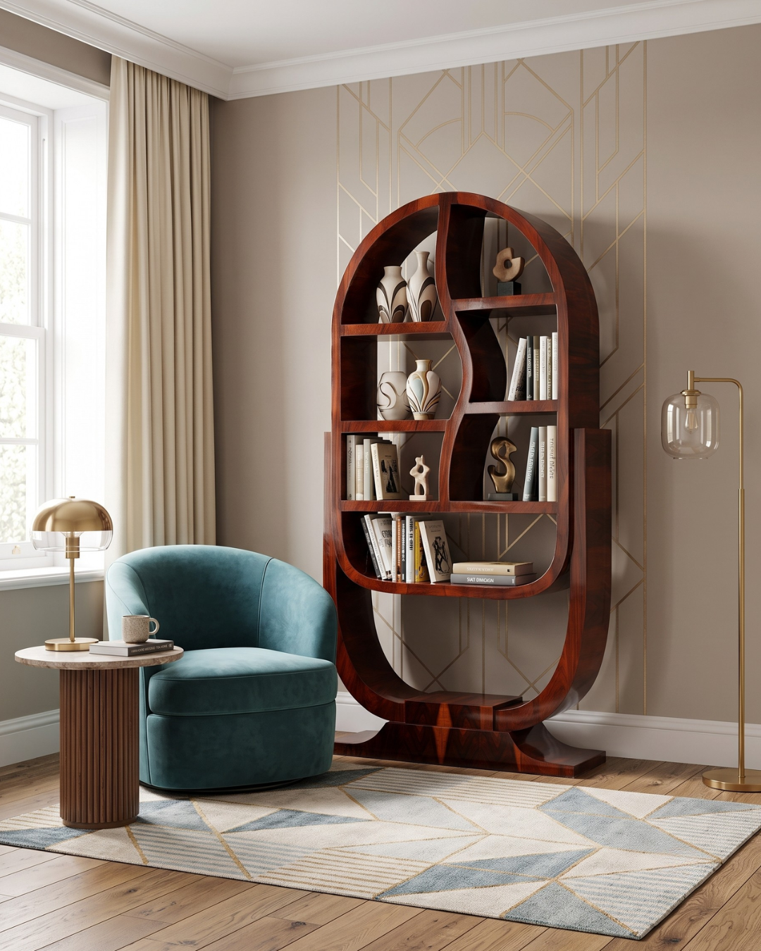 Beautiful Art Deco Design Bookshelf Cult Shelf Bookshelf