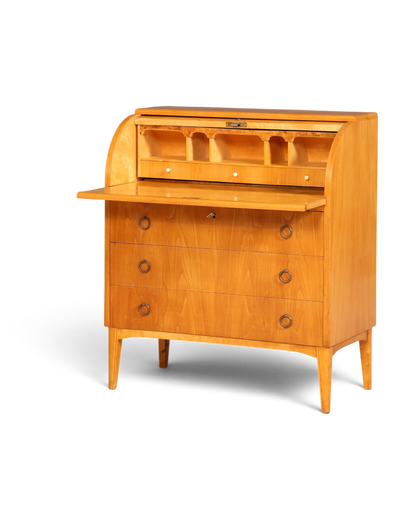Wunderschöner Mid Century Rollladen Sekretär echt Holz Büro Schrank Vintage Schreibkommode 60s