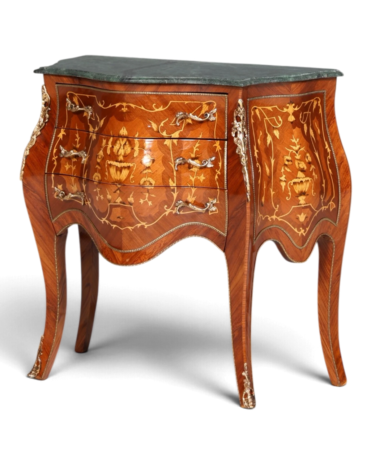 Edle Bauchige Barock Stil Kommode Marmor Louis XV Antik Stil Kommode