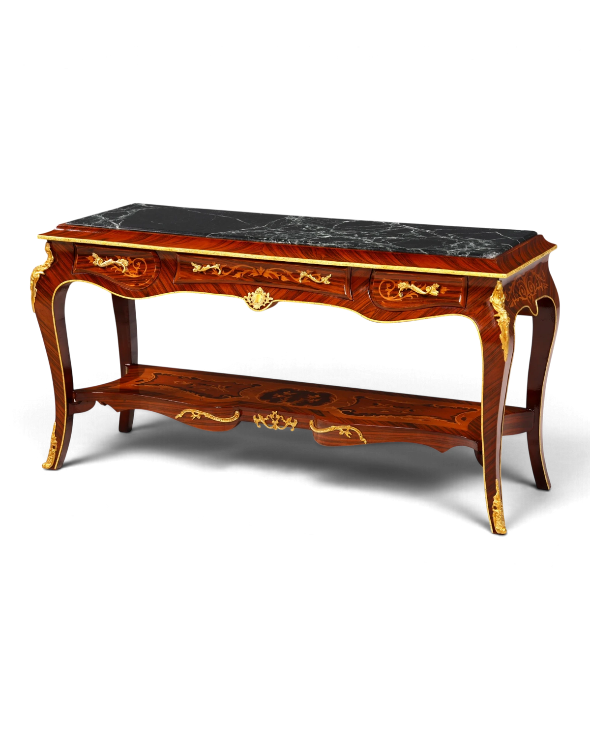 Prachtvoller Barock Stil Konsolen Tisch Marmor Antik Stil Intarsien Konsole