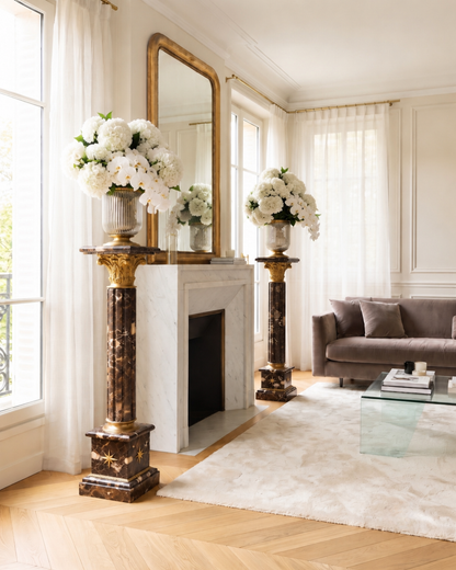 Magnificent baroque style column Louis XV marble flower column natural stone pedestal shelf