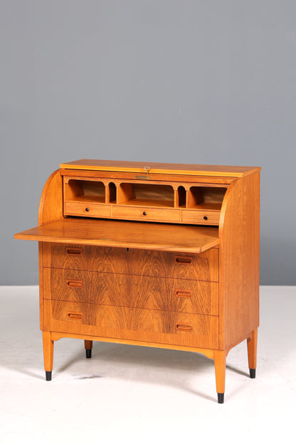 Wunderschöner Mid Century Rollladen Sekretär Danish Design echt Holz Schreibkommode 60er Jahre