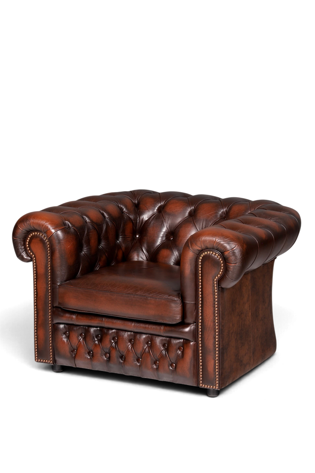 Hauptstadt Möblerei Original Centurion Chesterfield Sessel aus braunem Leder mit klassischer Knopfheftung