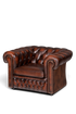 Hauptstadt Möblerei Original Centurion Chesterfield Sessel aus braunem Leder mit klassischer Knopfheftung