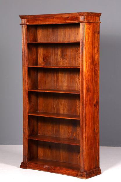 Traumhaftes massiv Sheesham Holz Regal Indisch Kolonial Antik Stil Bücherregal Buchablage Bibliothek