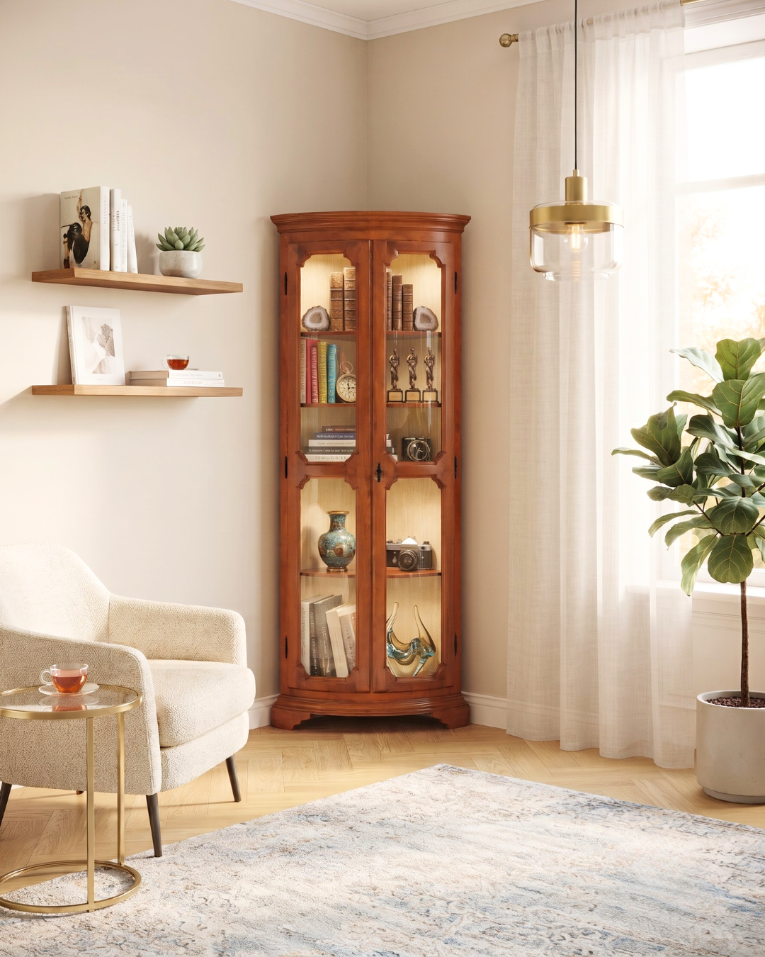 Beautiful Original Selva Corner Display Cabinet Display Cabinet Cabinet Dish Cabinet Glass Display Cabinet Italian Furniture