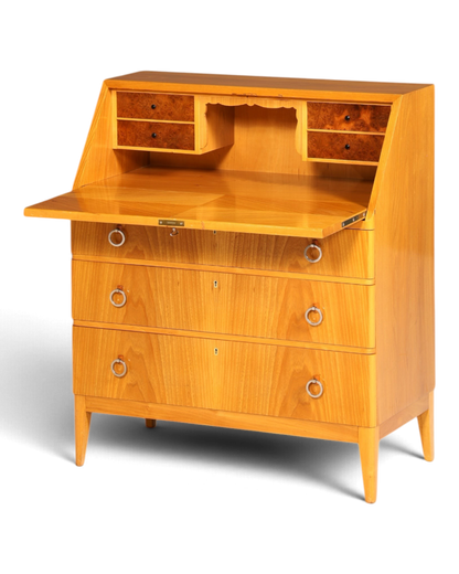 Schlichter Mid Century Sekretär Vintage Schreibmöbel echt Holz Kommode Retro Office Secretary