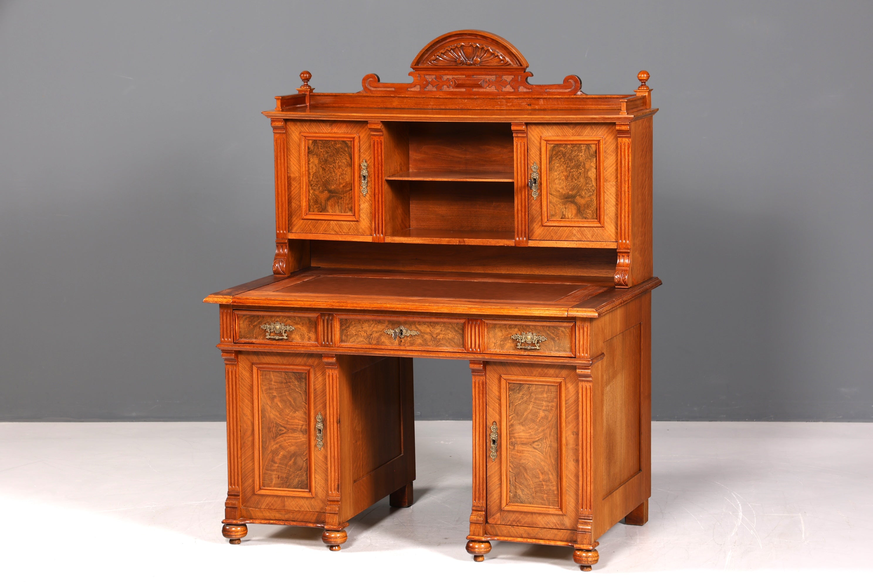 Traumhafter Gründerzeit Schreibtisch mit Aufsatz Jugendstil Bürotisch echt Holz Antik Office Desk