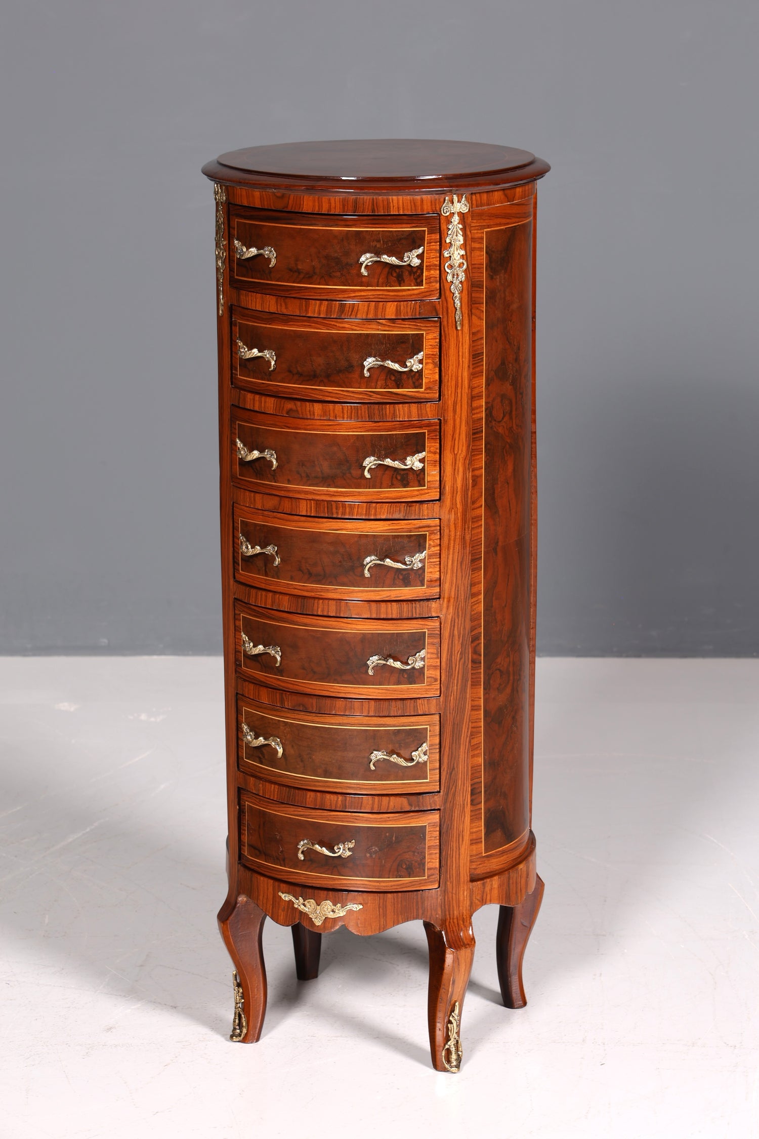 Wunderschöne Barock Stil Kommode Vertiko Schubladenkommode Intarsien 7-Schübige Kommode