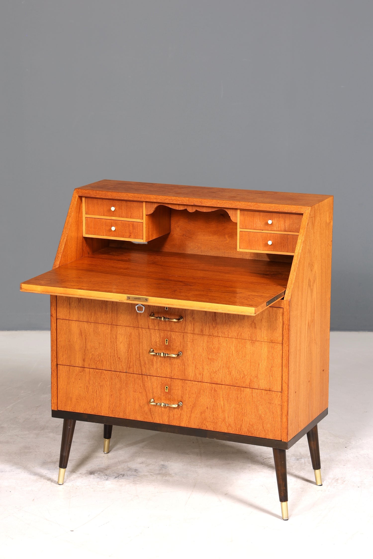 Stilvoller Mid Century Sekretär Vintage Schreibmöbel echt Holz Kommode Office Secretary