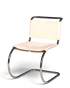 Hauptstadt Möblerei Knoll International MR Chair Freischwinger aus weißem Leder und verchromtem Stahlrohr