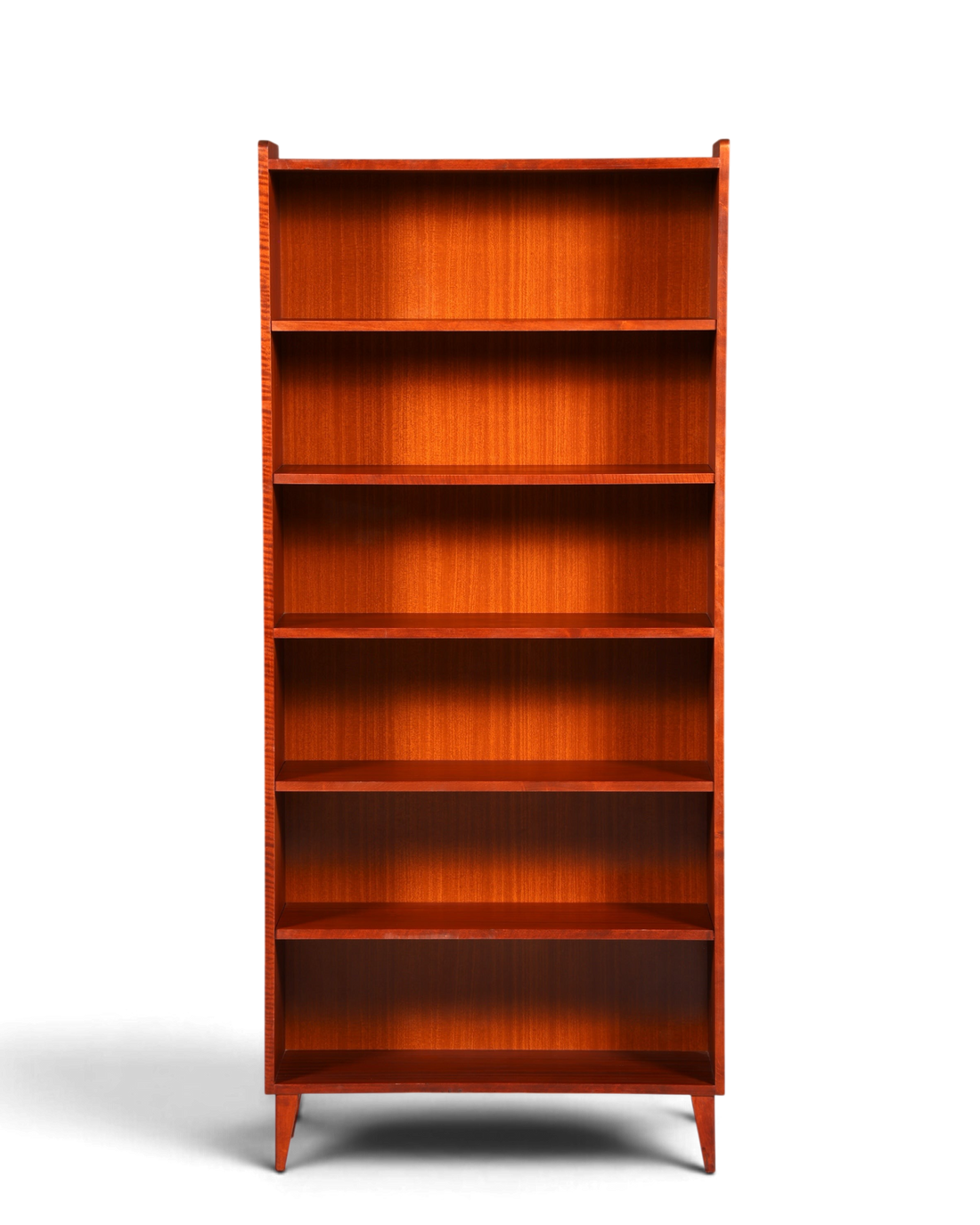 Hauptstadt Möblerei Mid Century Bücherregal aus massivem Holz mit höhenverstellbaren Böden und warmer Maserung
