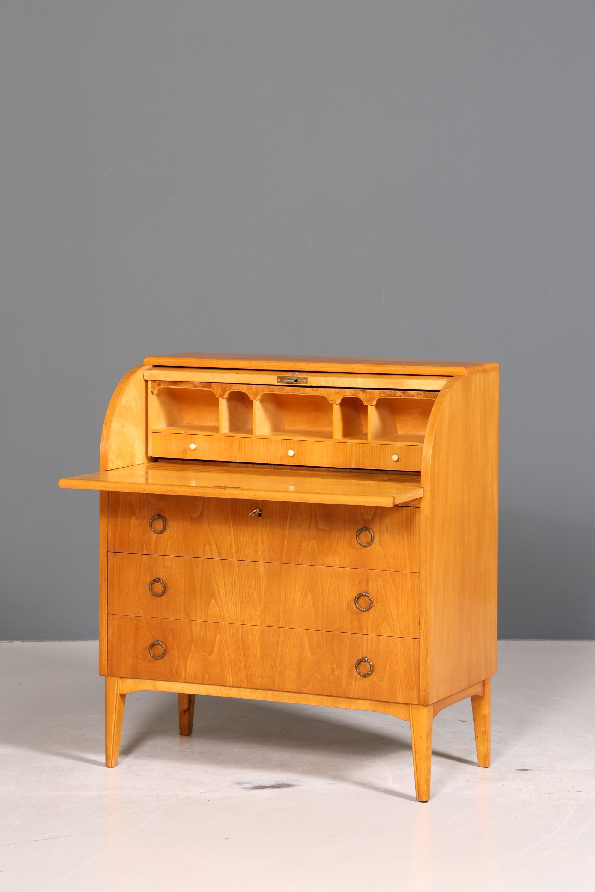 Wunderschöner Mid Century Rollladen Sekretär echt Holz Büro Schrank Vintage Schreibkommode 60s