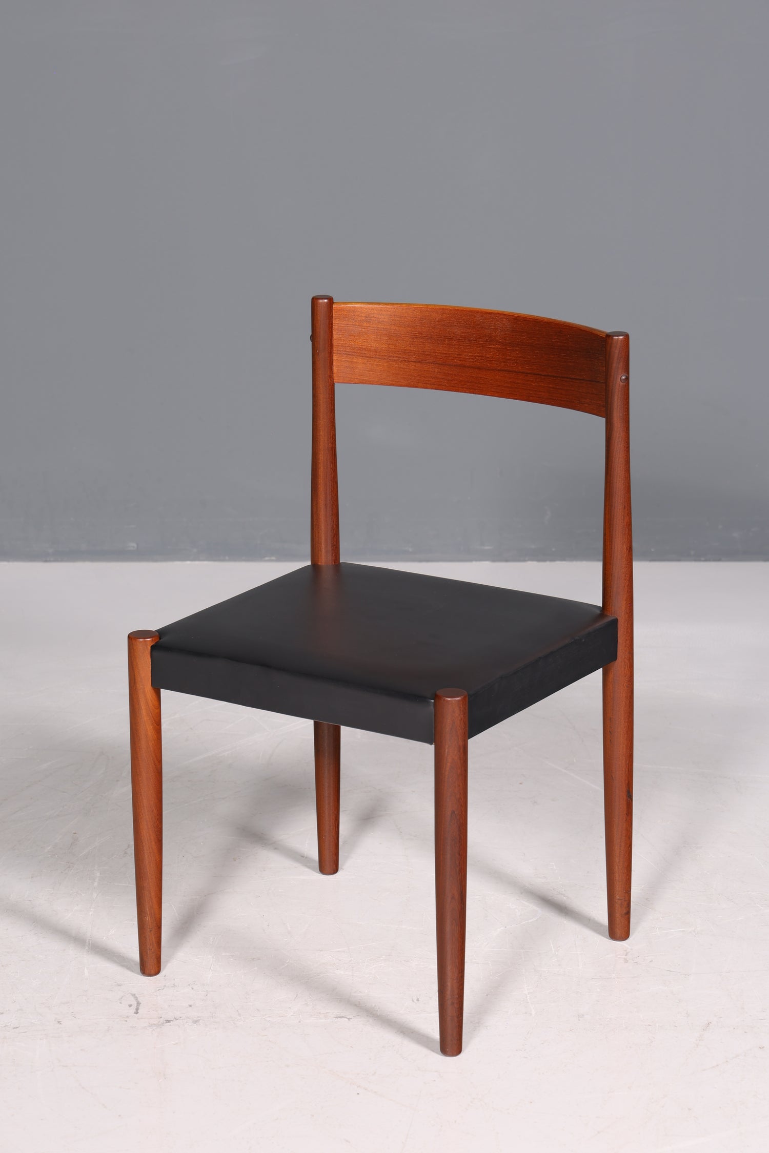 Schlichter Mid Century Stuhl Palisander Retro Sekretär Stuhl echt Leder Danish Design Küchenstuhl 1 von 2