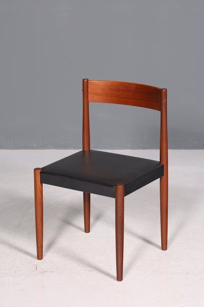 Schlichter Mid Century Stuhl Palisander Retro Sekretär Stuhl echt Leder Danish Design Küchenstuhl 1 von 2